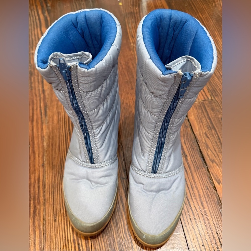 BASS VTG RARE 80’s quilted waterproof blue Wedge Winter Snow Boots Logo Sz 6